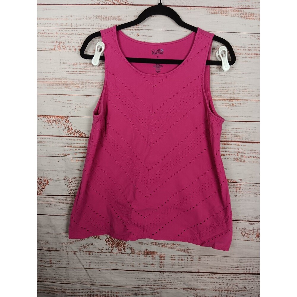 Croft & Barrow Tank Top  Women's Medium Pink Sleeveless 100% Cotton